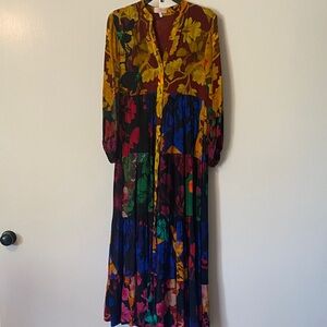 SIDDHARTHA BANSAL Elegant Multicolor Floral Long Sleeve Dress